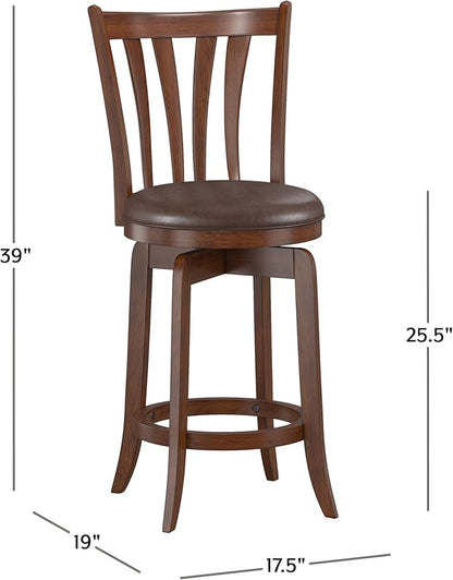 Hillsdale 25.5" Savana Wood Swivel Counter Height Stool, Cherry