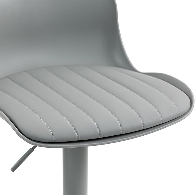 Bar Stools Set of 2 with Backrest, Adjustable Height Upholstered Barstools, Swivel Leather Island Chairs, Modern Armless Stools for Bar, Kitchen Island, Dining Room (Gray)