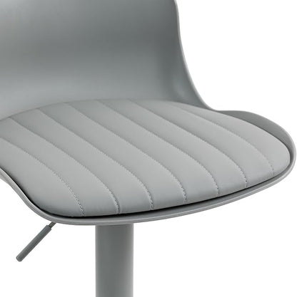 Bar Stools Set of 2 with Backrest, Adjustable Height Upholstered Barstools, Swivel Leather Island Chairs, Modern Armless Stools for Bar, Kitchen Island, Dining Room (Gray)