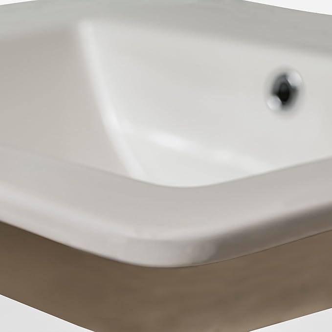 MSI White 21.00 in. (Width) X 18.3125 in. (Height) Rectangle Porcelain Overmount Vanity Sink