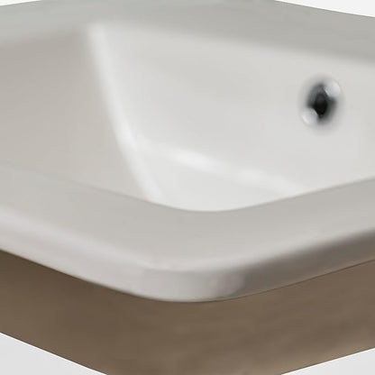MSI White 21.00 in. (Width) X 18.3125 in. (Height) Rectangle Porcelain Overmount Vanity Sink