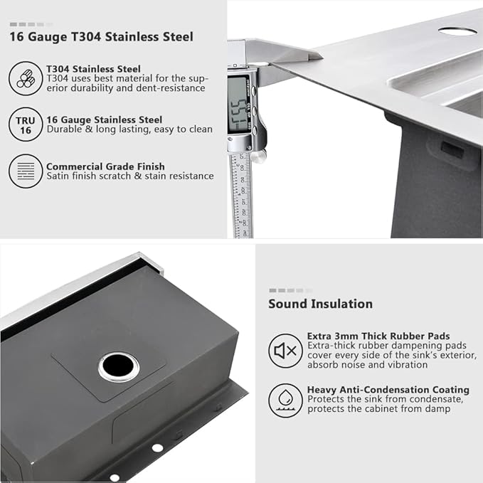 33 Inch Farmhouse Sink Drop In-VASOYO 33x22 Kitchen Sink Drop In Stainless Steel Farmhouse Sinks Workstation 16 Gauge Single Bowl Apron Front Farm Deep Top Mount Kitchen Sinks with Cutting Board