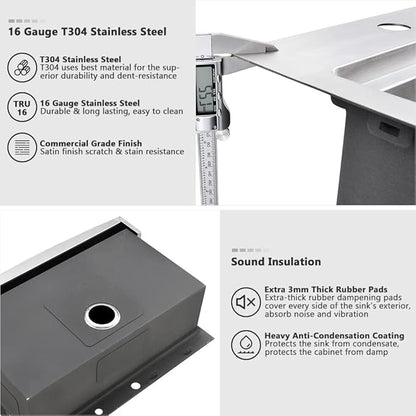 33 Inch Farmhouse Sink Drop In-VASOYO 33x22 Kitchen Sink Drop In Stainless Steel Farmhouse Sinks Workstation 16 Gauge Single Bowl Apron Front Farm Deep Top Mount Kitchen Sinks with Cutting Board