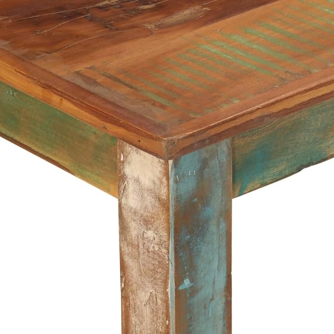Dining Table Reclaimed Wood 43.3x21.7x29.9 in Multicolour Distressed Finish Rectangle Small Kitchen Table for Dining Room, Apartment or Loft