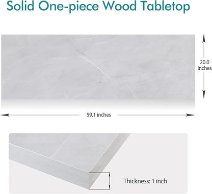 Kaboon 60x20 inches Tabletop, Solid One-Piece Desktop for Sit Stand Desk, Double Desks, L Desk DIY,Wood Countertop Home or Commercial Use,1 inch Thick, White Rock, 20" D x 59.1" W