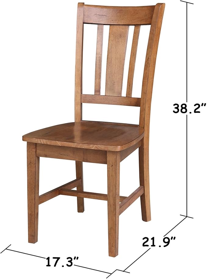 IC INTERNATIONAL CONCEPTS Set of Two Solid Wood San Remo Splatback Chair Distressed Oak