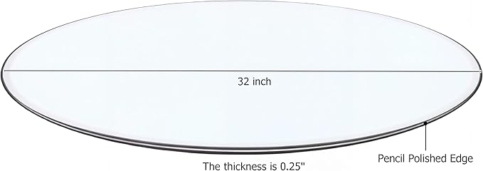 32" Tempered Glass Table Top Round Transparent Table Surface 1/4'' Thick Pencil Polished Edge Multipurpose for Dining, Coffee, Restaurant and End Table (32 inch)