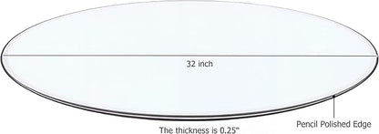 32" Tempered Glass Table Top Round Transparent Table Surface 1/4'' Thick Pencil Polished Edge Multipurpose for Dining, Coffee, Restaurant and End Table (32 inch)