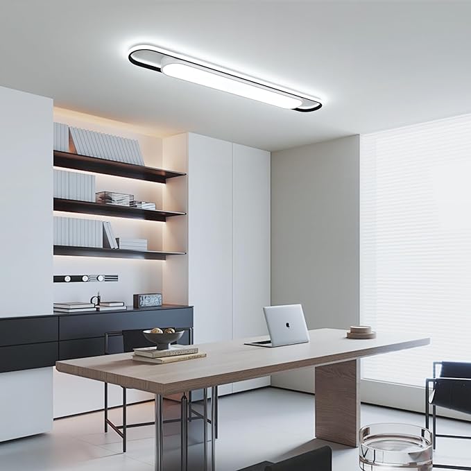 4Ft Smart Modern LED Ceiling Lights,65W High Brightness Linear Flush Mount Light Fixture,48" Dimmable Led Ceiling Lamp with Remote Control for Kitchen,Garage,Hallway,Laundry,Study Room.
