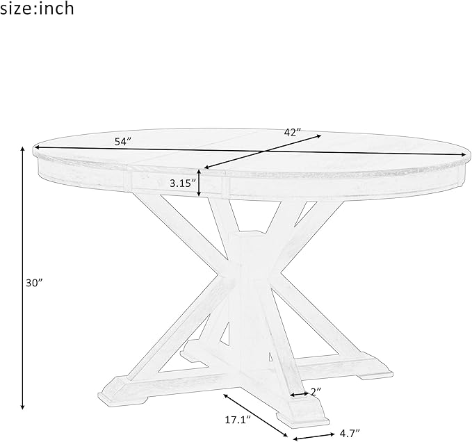 Ball & Cast Farmhouse Extendable Dining Table for 4-6, 42"-54" Extendable Kitchen-Table with a 12" Leaf, Round Ellipse Retro Wood Dining Room-Table w/Removable Leaves,Space Saving, Natural