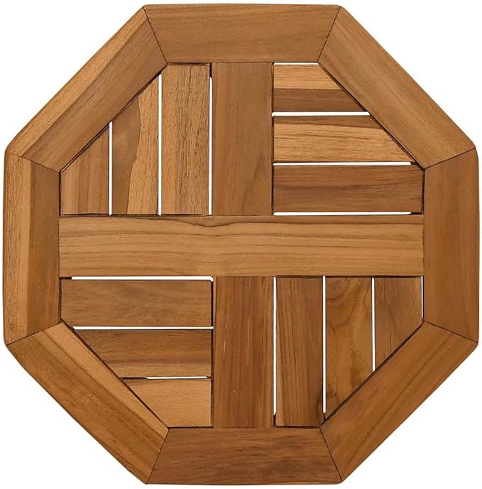 Octagonal Teak Table Top 15.7 x 15.7 in Solid Wood Slab Outdoor Indoor Replacement for Small Workbench Bistro Coffee Station RV Kitchen Dining Nook