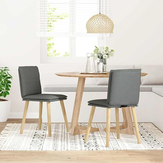 Dining Chairs Set of 2 Dark Grey Solid Rubber Wood Frame with Polyester Upholstery Ergonomic Design for Modern Farmhouse Kitchen and Dining Room