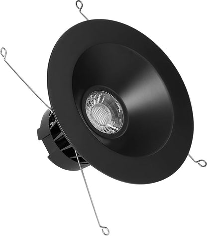 Maxxima 6 in. Retrofit Recessed Anti-Glare LED Downlight, 1200 Lumens, 5 Color Temperature Selectable 2700K/3000K/3500K/4000K/5000K, Dimmable, E-26 Quick Connect Adapter, 90 CRI, Black Trim