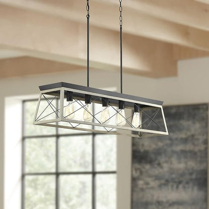 Progress Lighting Briarwood Collection 5-Light Dining Room Light Fixture, Farmhouse Style Modern Chandelier for Kitchen and Dining Room, 38" by 9", Graphite