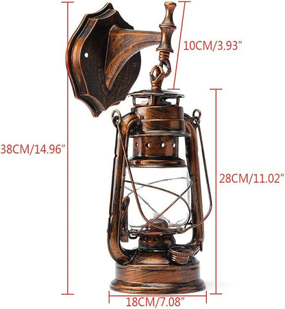 Futchoy FIKNEE Rustic Wall Lantern Light Retro Antique Vintage Lamp Porch Light Fixtures Outdoor Wall Sconce Outdoor Lighting Garden Yard (Brown)