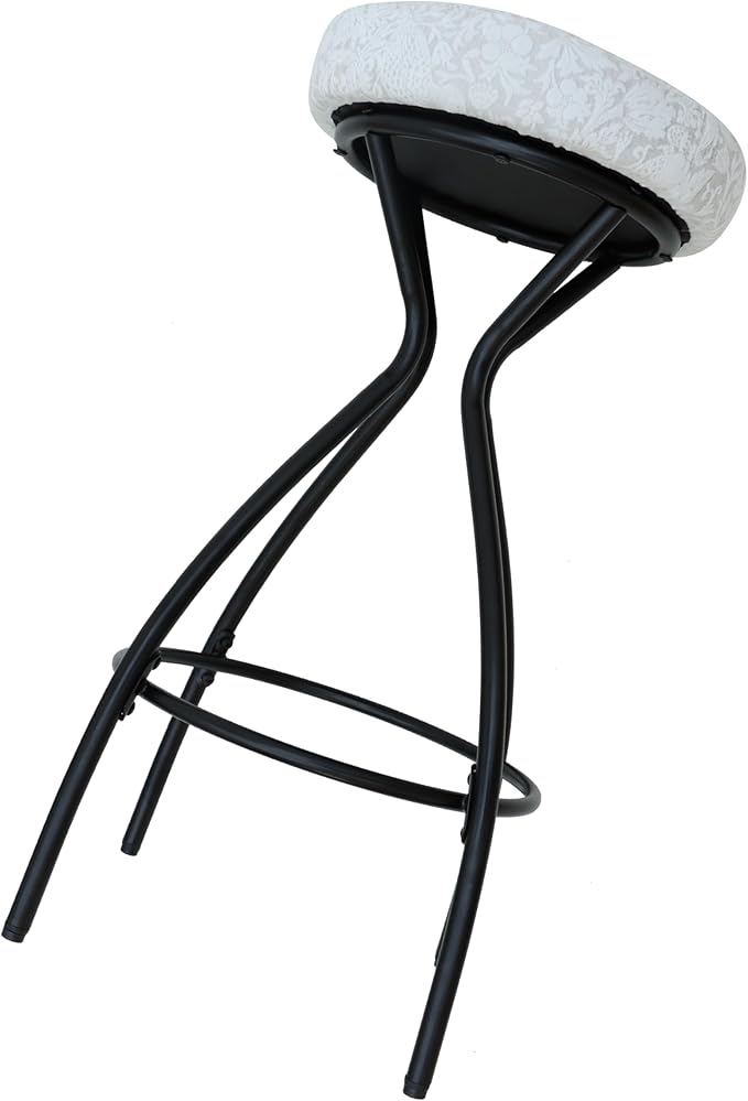 Modern Backless Bar Stools Set of 2 Round Upholstered Counter Stools for Kitchen Island Velvet Dining Chairs，Black