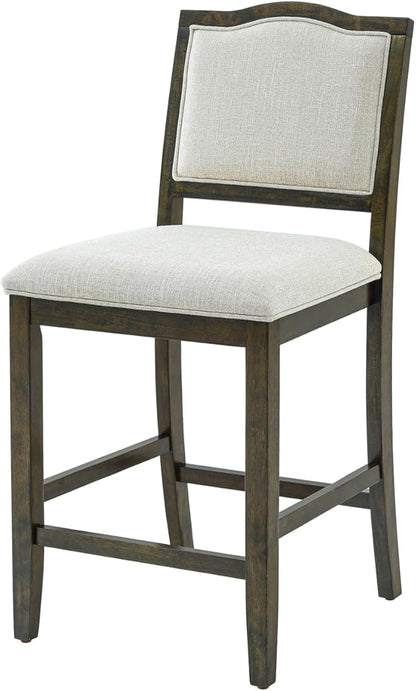 Counter Height Stools Set of 2 Rustic Pack with Rubber Wood Frame, Ergonomic Backrest, Versatile for Kitchen Island, Dining Room, Brown Backrest Room Cozy Gathering