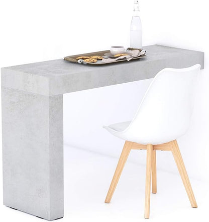Mobili Fiver, Evolution Dining Table 47.2 x 15.7 in, Concrete Effect, Grey with One Leg, for 2 People, Modern Dining Table for Kitchen, Italian Furniture