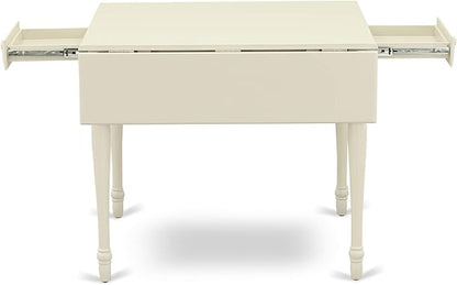 East West Furniture MZT-LWH-T Monza Dining Table - a Rectangle Wooden Table Top with Dropleaf & Stylish Legs, 36x54 Inch, Linen White