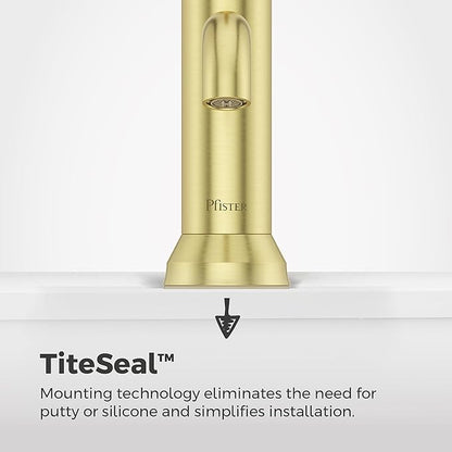 Pfister Capistrano Bathroom Sink Faucet, Single Control, 1-Handle, Single Hole, NSF Certified, Brushed Gold Finish, LF042CSOBG