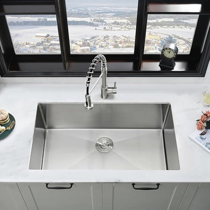 30 Inch Undermount Kitchen Sink with Faucet Combo-iAnomla 30x19 Stainless Steel Kitchen Sink and Faucet Combo Set 16 Gauge Single Bowl Deep Undermount Sinks Deep Sinks