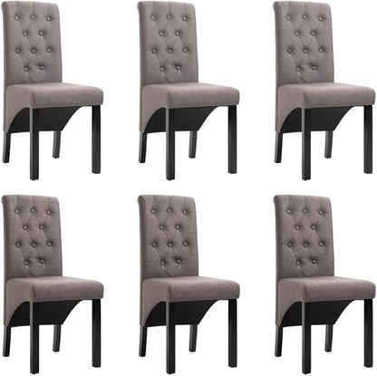 Taupe Dining Chair Set 6 Modern Rubberwood Frame 8.8x6.5x14.7 in Upholstered Kitchen & Dining Room Chairs for Comfortable Farmhouse Gatherings