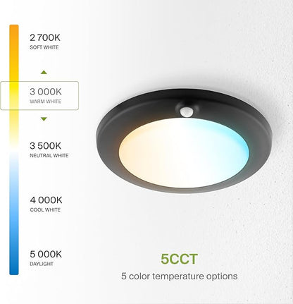 ASD 6 Inch Motion Sensor LED Disk Lights - 15W 120V 2700-5000K Black Dimmable Flush Mount Ceiling Light Fixture, Low Profile Surface Mount Disc Lights, Junction Box & Can, ETL, Energy Star, 6 Pack