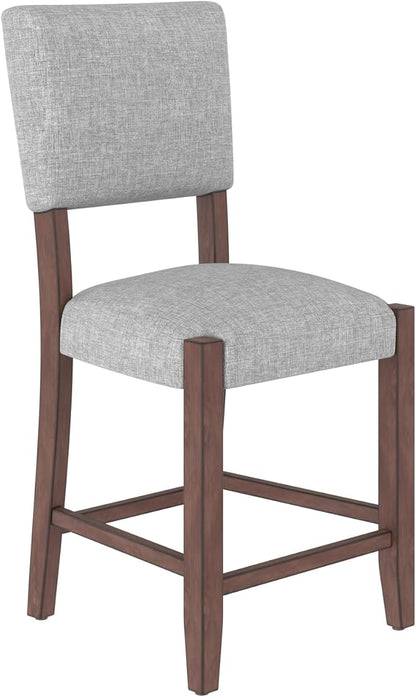 Mid Century Modern Stools Set of 4 Grey Linen Upholstered Modern Elegance Kitchen Island Dining Room Durable