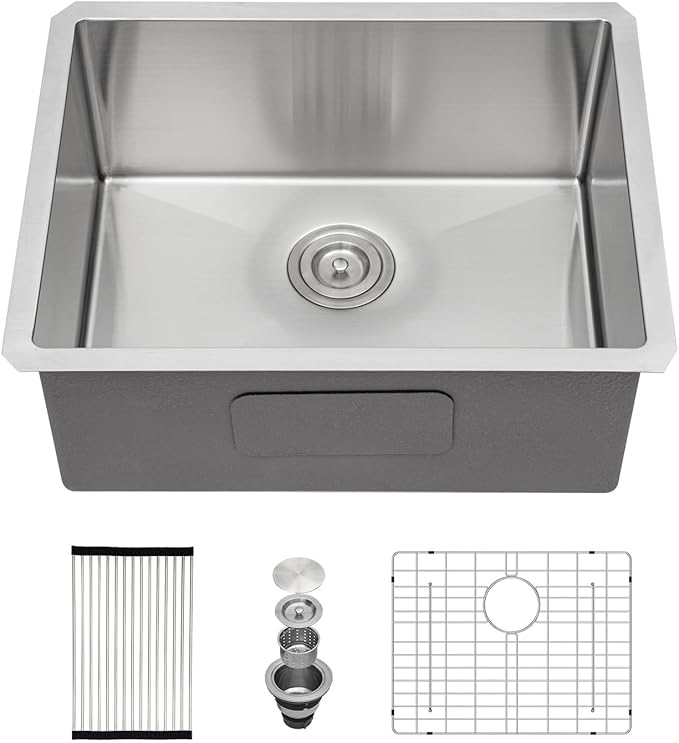 23 Inch Undermount Kitchen Sink - Beslend 23x18 Inch Undermount Sinks Stainless Steel Kitchen Sinks 16 Gauge Single Bowl Sink Bar Prep Sink