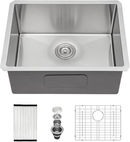 23 Inch Undermount Kitchen Sink - Beslend 23x18 Inch Undermount Sinks Stainless Steel Kitchen Sinks 16 Gauge Single Bowl Sink Bar Prep Sink