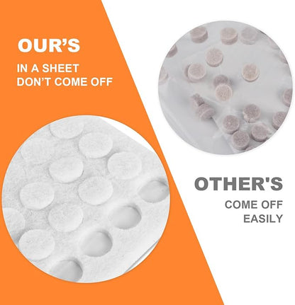 Felt Cabinet Door Bumpers-Small Felt Pads for Cabinet Doors, 3/8" Diameter 200PCS, 3mm Thick Self Adhesive White