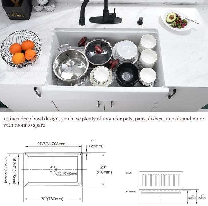 30 Inch White Farmhouse Sink Workstation-Bokaiya 30x20 Fireclay Farmhouse Apron Front Kitchen Sink Ledge WorkstationHeavy Porcelain Ceramic Single Bowl Farm Sink with Cutting Board
