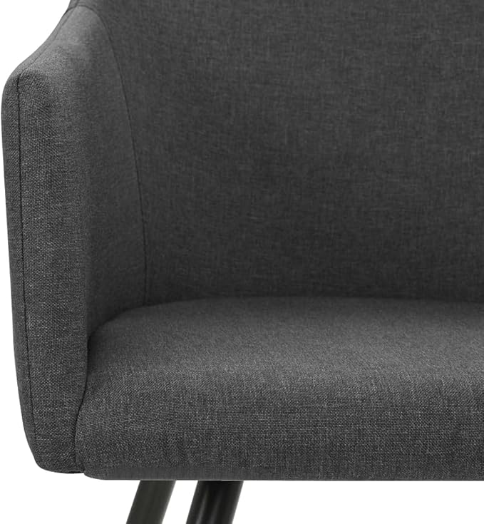 Modern Dining Chairs Set of 2 Dark Gray Fabric Upholstered Kitchen Chairs with Metal Frame for Dining Room and Kitchen