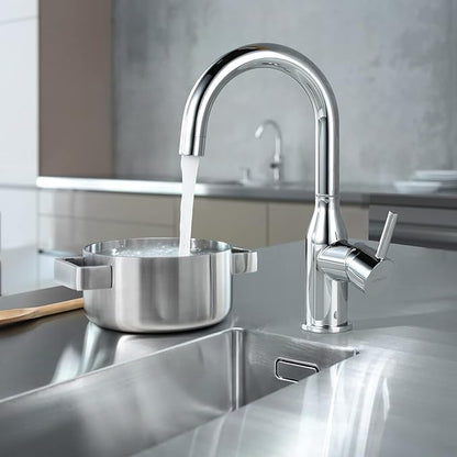 WOWOW Bar Sink Faucet Chrome Modern Single Handle Bar Faucet 1 Hole Small Kitchen Sink Faucet 360 Swivel RV Sink Faucets Mini Bar Tap with Water Supply Hoses