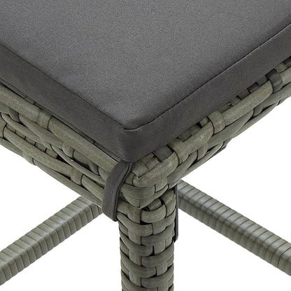 3 Piece Bar Set with Stools Modern Grey Rectangular Table and 2 Seating Stools Synthetic Poly Rattan Lightweight for Indoor Outdoor Dining Room Kitchen Bistro