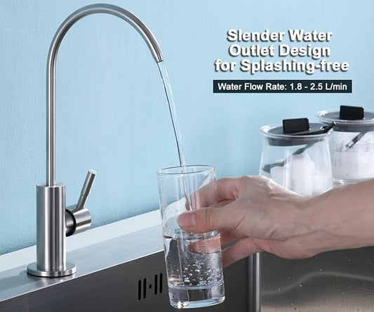 ESOW Kitchen Water Filter Faucet, 100% Lead-Free Drinking Water Faucet Fits Most Reverse Osmosis Units or Water Filtration System in Non-Air Gap, Stainless Steel 304 Body Brushed Nickel Finish