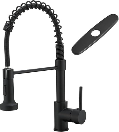 Black Kitchen Faucet with Pull Down Sprayer, AIMADI Commercial Single Handle Pull-Down Sprayer Kitchen Faucets,Matte Black