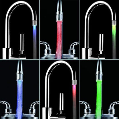 SNOMYRS 3-Color Temperature Sensitive Gradient LED Water Faucet Light Water Stream Color Changing Faucet Tap Sink Faucet for Kitchen and Bathroom (3 Color-1PC)