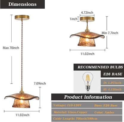 YLONG-ZS Pendant Lights Kitchen Island,Glass Hanging Pendant Light Brass,Vintage Gold Farmhouse Kitchen Hanging Lights for Island Dining Room Bedroom Living Room Hotel