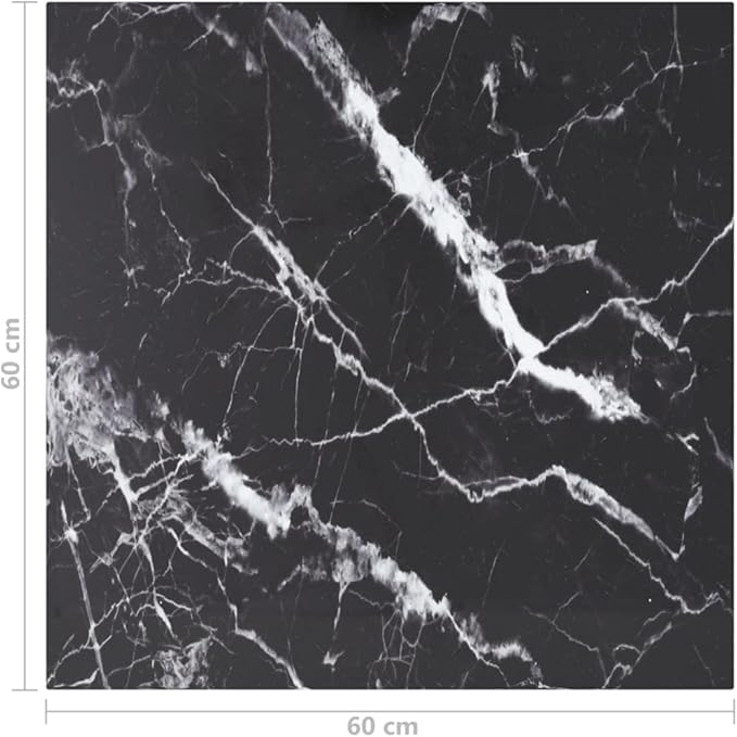 23 6 x 23 6 inch Tempered Glass Table Top Black Marble Square Coffee Countertop Sturdy Replacement for Living Room Dining Office