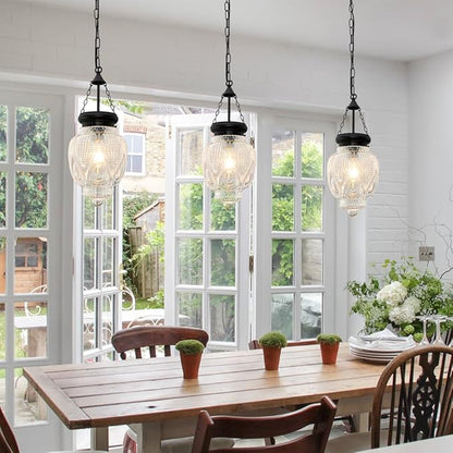 Vintage Pendant Lights Kitchen Island, Black Kitchen Pendant Lighting Over Island, Bathroom Pendant Light With 7.9in Glass Shade, Farmhouse Sink Light For Closet Pantry Entryway, Height Adjustable