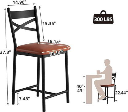 IDEALHOUSE 26" Counter Height Bar Stools Set of 4, Upholstered Bar Chairs with Back, Thick Cushion, Modern Counter Height Barstools for Kitchen Island, Apartment Counter, Dining Room Bar (4)