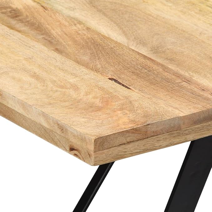 Solid Mango Wood Dining Table, 70.8"x35.4"x29.9" Industrial Kitchen Furniture, Durable Dinner Table with Powder-Coated Iron Legs for Home Dining Use