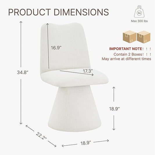KISLOT Swivel Dining Chairs Set of 2, Modern Upholstered Dining Chair Mid Century Kitchen Chairs with High Back, 360 Degree Rotating Vanity Chair for Dining Room, Bedroom, Farmhouse, Beige
