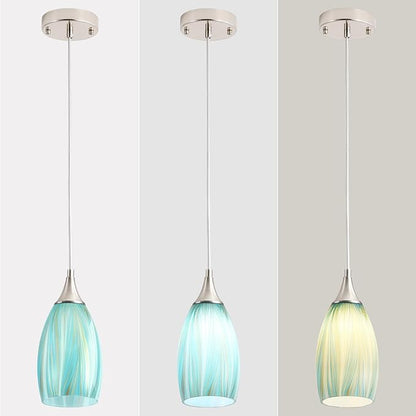 GLADFRESIT Sky Blue Serenity Pendant Light for Kitchen Islands – Artisanal Elegance with Adjustable Nylon Core and Ceramic Holder, 1 Pack for Dining Room, Entryway (Bulb Excluded)