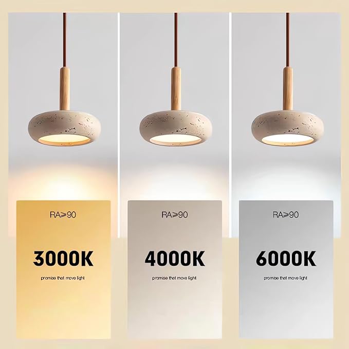 Japanese Wabi sabi Pendant Light with Natural Stone Shade, Dimmable Modern Wood Hanging Lamp Fixture, Adjustable Height Pendant Lamp for Bedroom, Kitchen Island, Dining Room, Restaurant, Cafe, Bar (E)