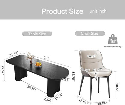 Guyii 70" Dining Table Set with 4 Chairs, Modern Kitchen Table Set, Indoor Dining Table for Kitchen, Bar, Living Room, Breakfast Nook, Small Space, Black