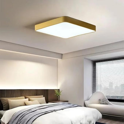 LED Ceiling Light Fixture,20 Inch Modern Square Recessed Ceiling Lights,48W 3000K-6000K Dimmable Light,Yellow Close to Ceiling Lighting Flush Mount for Bedroom Living Room Ceiling Lamp