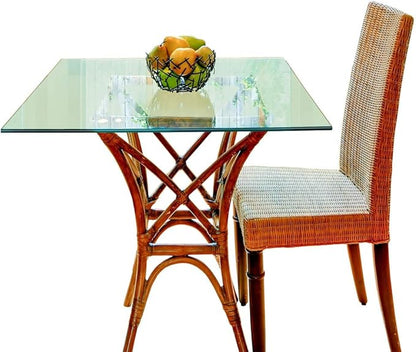 Dulles Glass 30 inch Square Glass Table Top - Tempered - 3/8" Thick Glass Surface, Safe Pencil Edge, Eased Corners, Multipurpose for Dining Table, Patio, Coffee and End Table