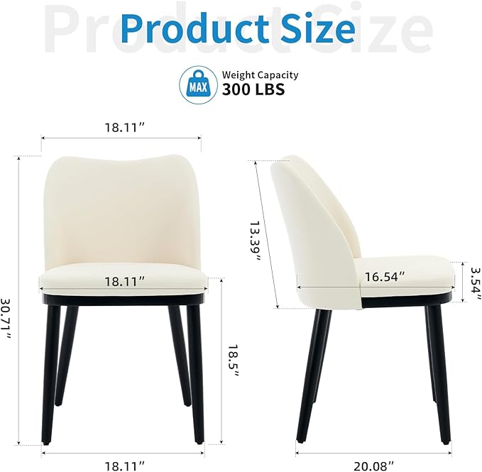 4 Dining Chairs: Upholstered Velvet Dining Room Side Chairs, Chair for Dining Room with Padded Seat and Wood Legs-Modern Dining Chairs for Restaurant, Kitchen, Cafe, Living Room(Off-White)